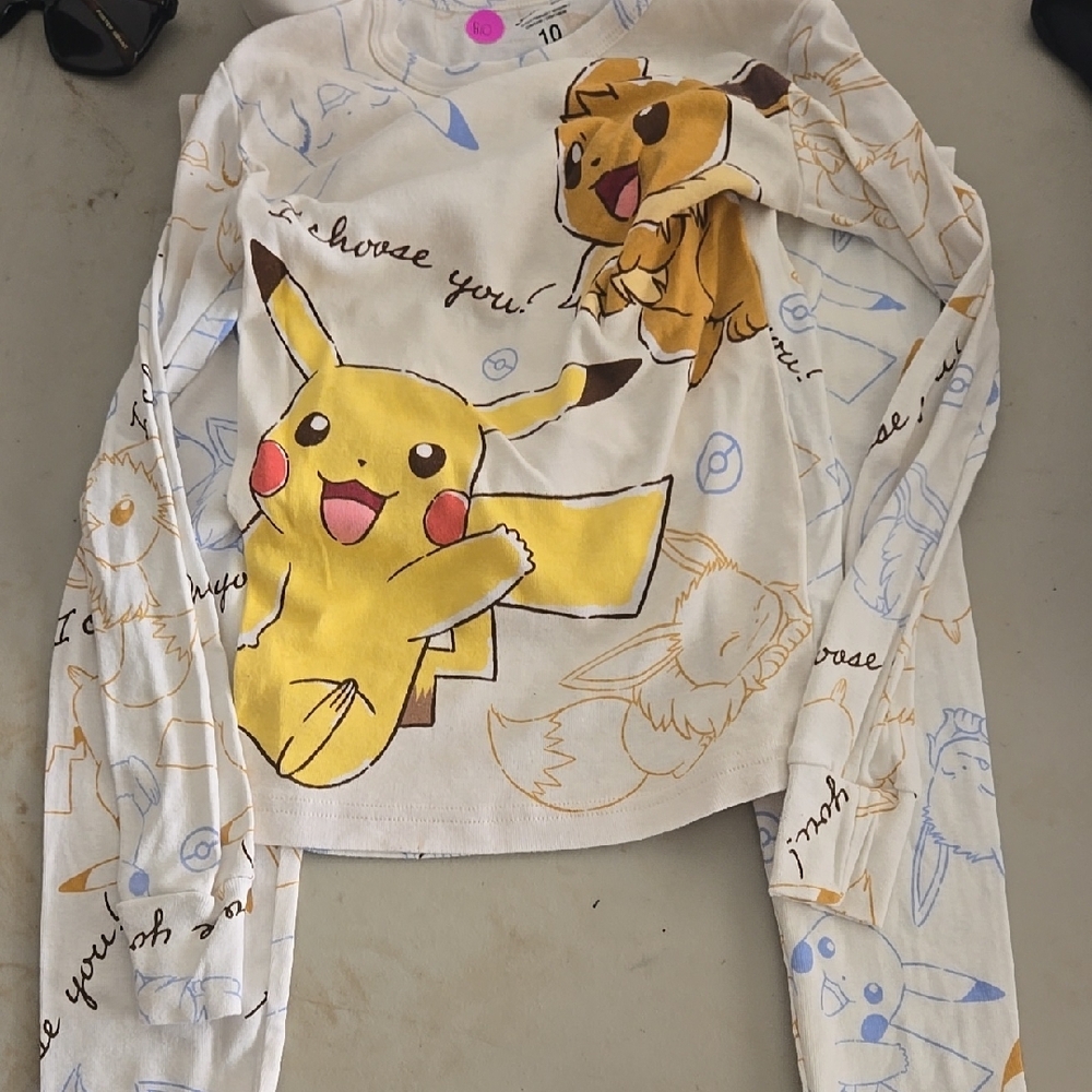Kids Pikachu and Eevee Long Sleeve Shirt